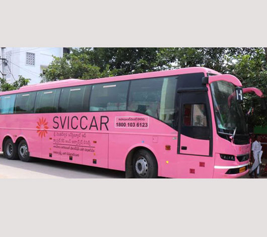 Mobile Medical Unit (MMU), with mammography machine, by Tata Trusts at Sri Venkateswara Institute of Cancer Care & Advanced Research (SVICCAR) in Tirupati’