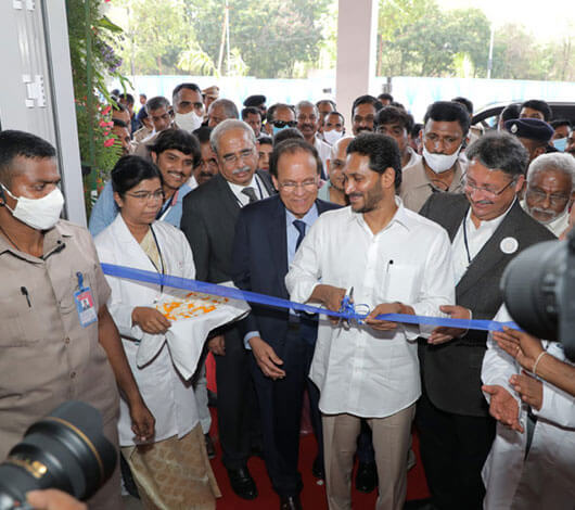 Dr. Dattatreyudu Nori, Advisor to Government of Andhra Pradesh; Mr. Srinath N., Chief Executive Officer, Tata Trusts; Shri. Y. S. Jagan Mohan Reddy, Hon'ble Chief Minister of Andhra Pradesh